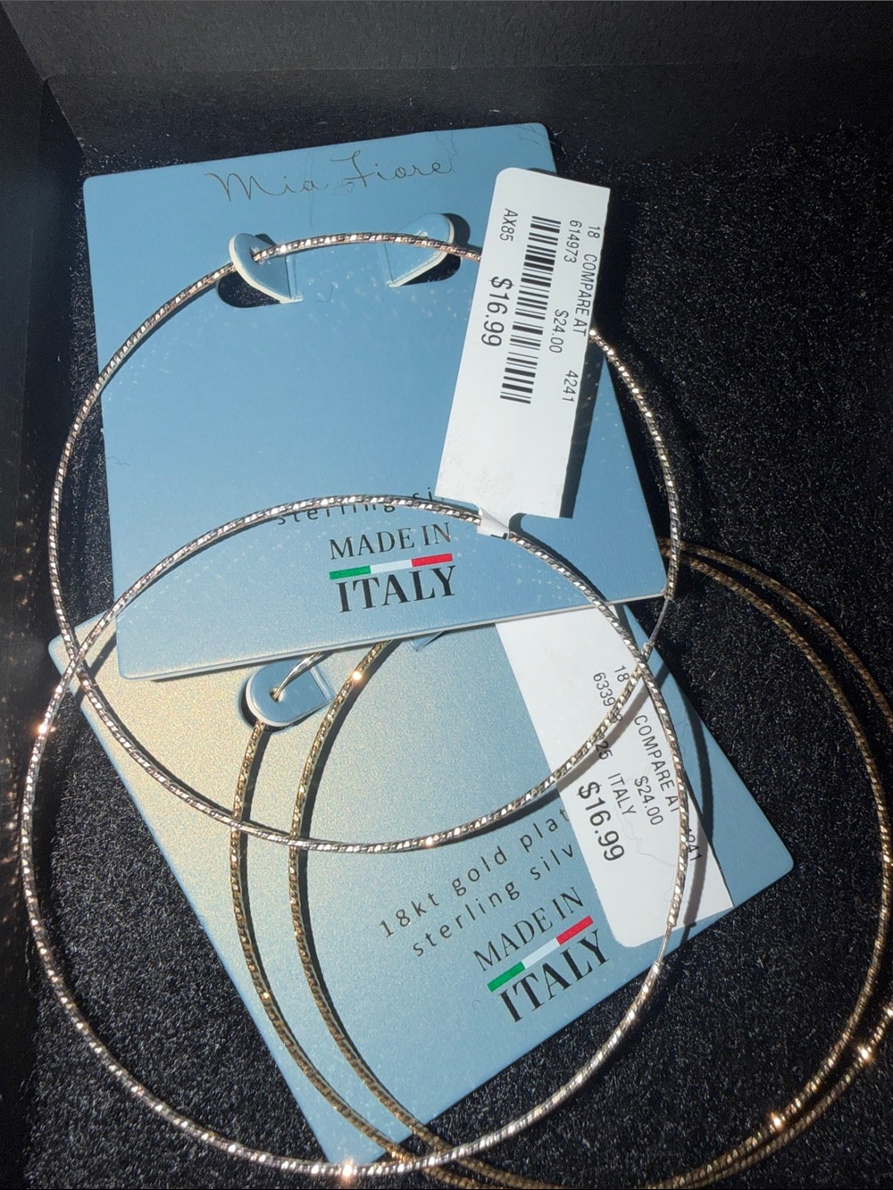Mia Fiore Gold Hoop Earrings - 18kt Gold Plate Sterling Silver